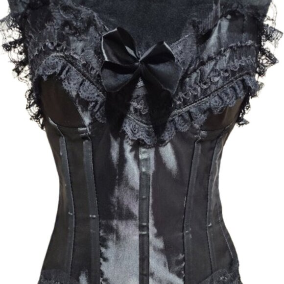Velvet Kitten by Lingerie Diva Black Lace Back Side Snaps Corset Size Large - Picture 1 of 11